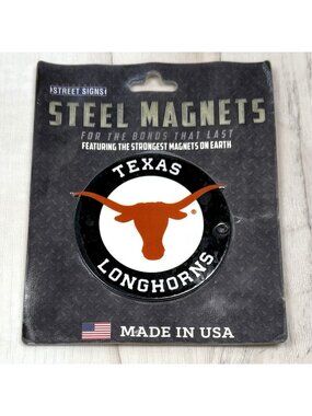 Authentic Street Signs 3.5" Round UT Texas Longhorns STEEL MAGNETS USA NIP NEW